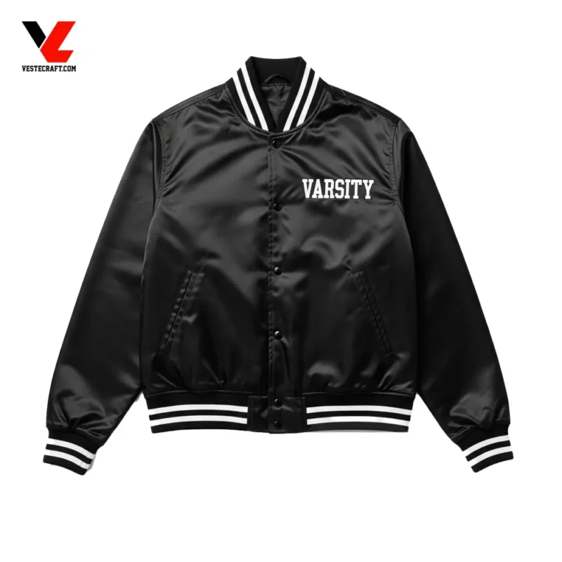 Black Satin Varsity Jacket